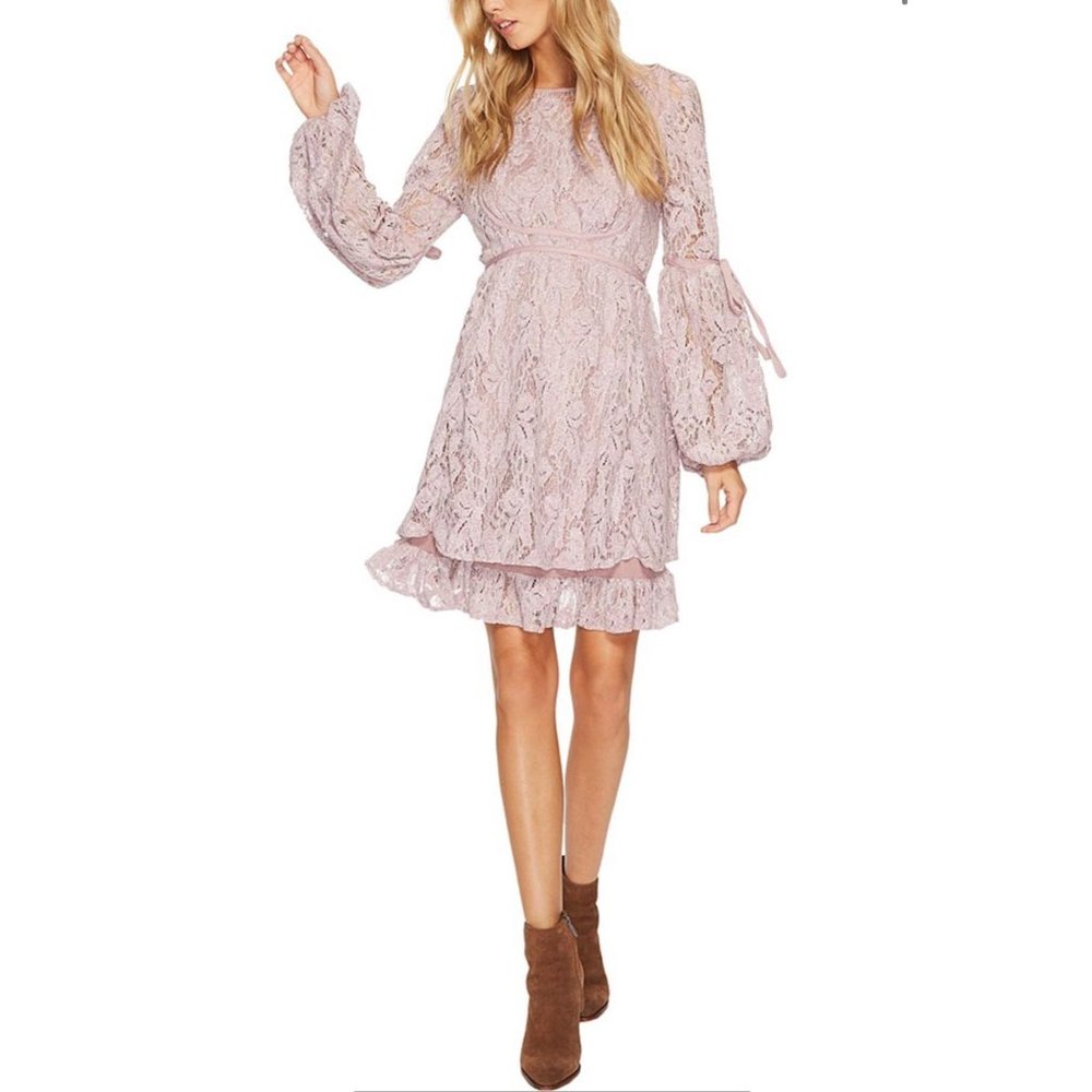 Free People Dusty Pink Lace Mini Dress